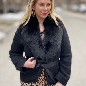 Fox fur cardigan coat